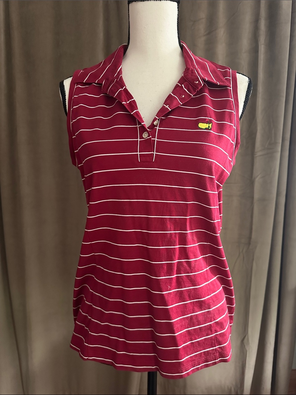 Magnolia Lane Collection Masters Sleeveless Striped Polo Top - Red